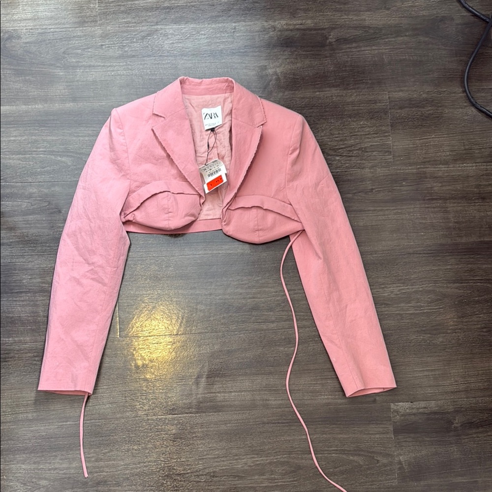 Zara Pink Cropped Blazer